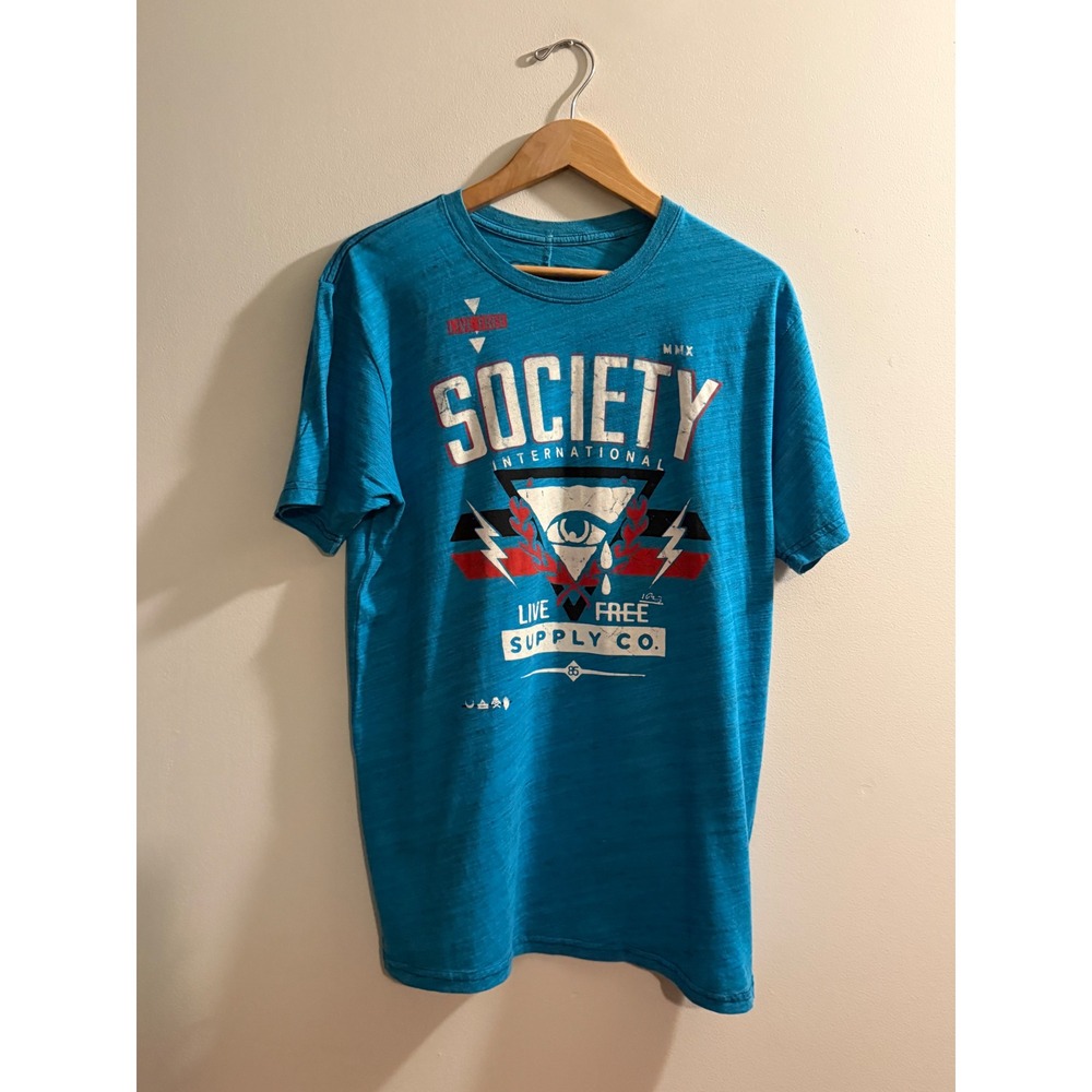 Society International Live Free Supply Co Graphic Tee Blue Heather XL Mens
